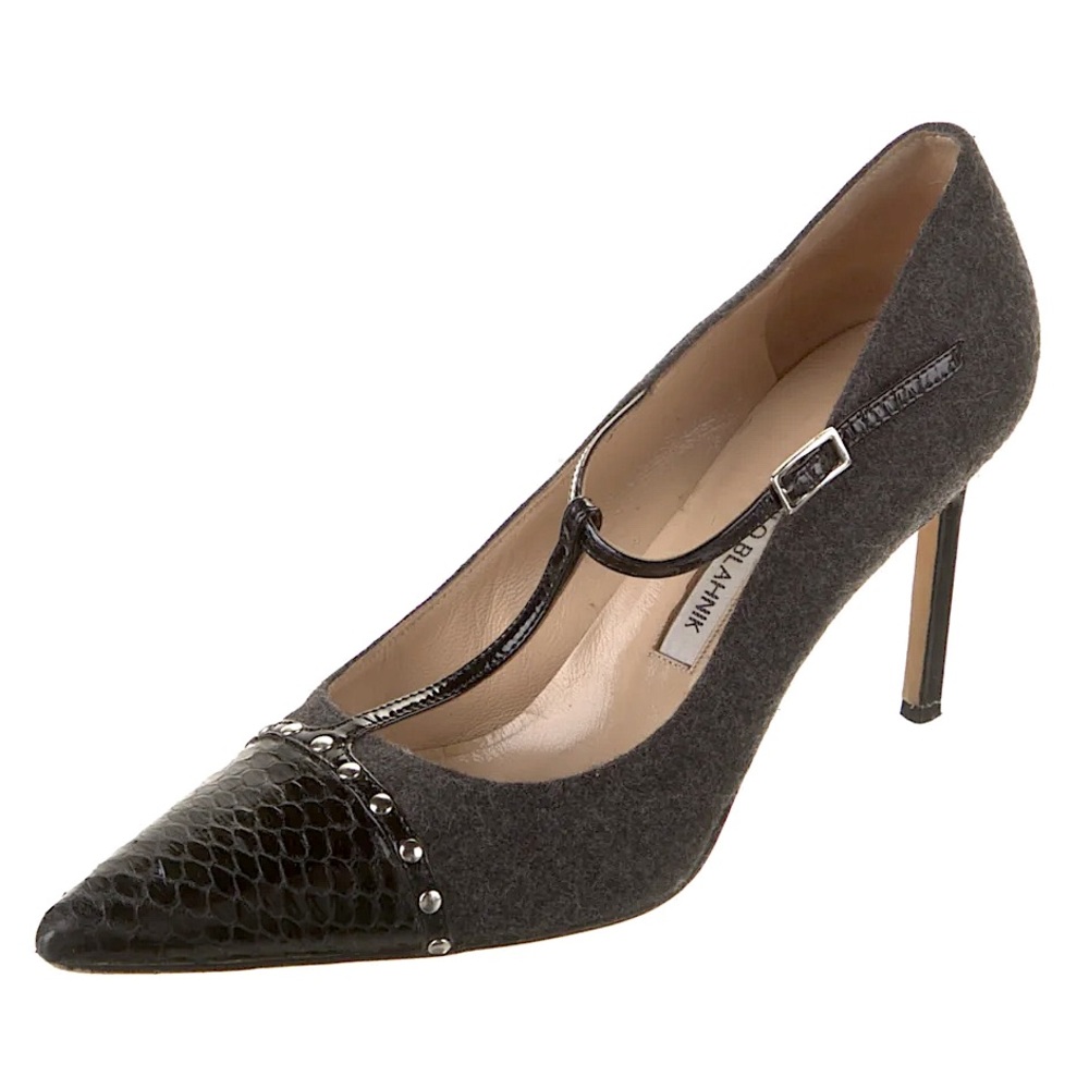 Manolo Blahnik Black and Gray Heels